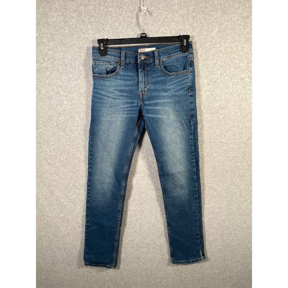 Signature Levi Strauss Jeans Mens 28x30 Blue Denim Stretch Slim Straight Leg